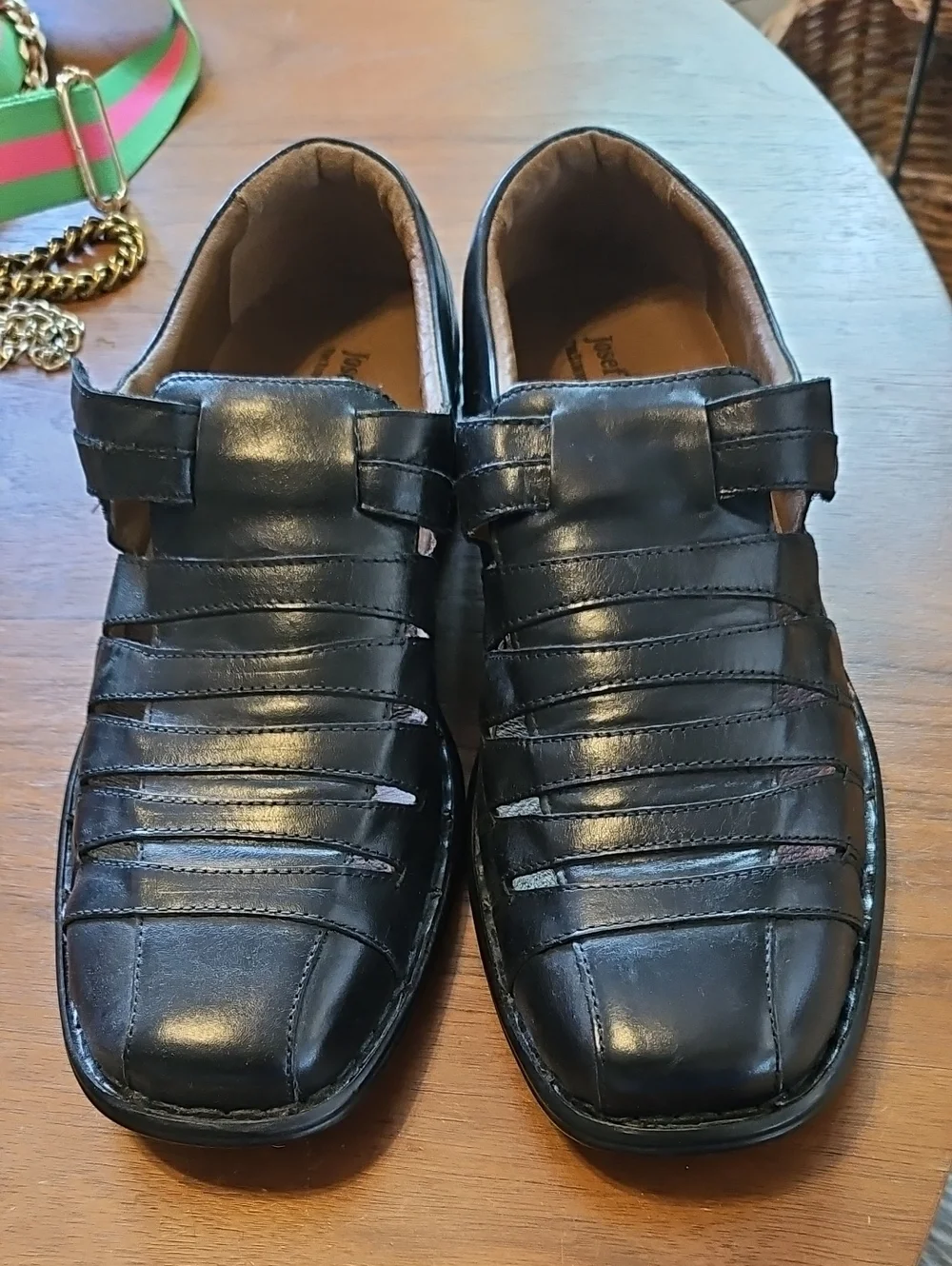 Josef Seibel Fisherman Sandals Mens  11-11.5 EUR 45 Black Hook And Loop Leather